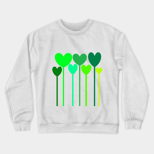 Green Colorful Hearts Crewneck Sweatshirt by simonjgerber